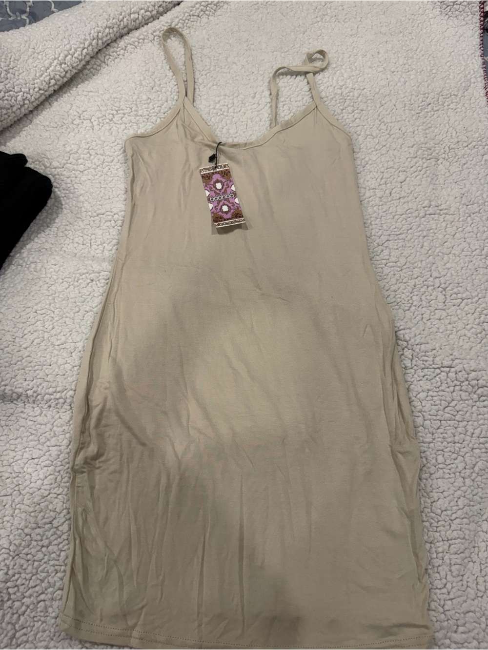 Boohoo Bodycon Beige Sleeveless Strappy Cami Slip Dress US6